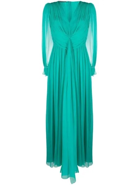 Alberta Ferretti платье макси с длинными рукавами, зеленый