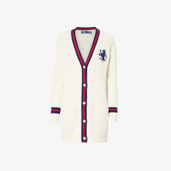 Вязаный кардиган с вышивкой crest Polo Ralph Lauren, бежевый