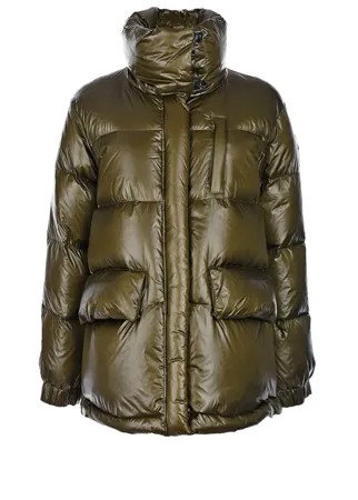 Темно-зеленый пуховик с воротником-стойкой Woolrich