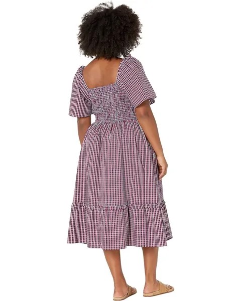 Платье Draper James Plus Size Deana Smocked Dress in Multi Gingham, цвет Nassau Navy Multi