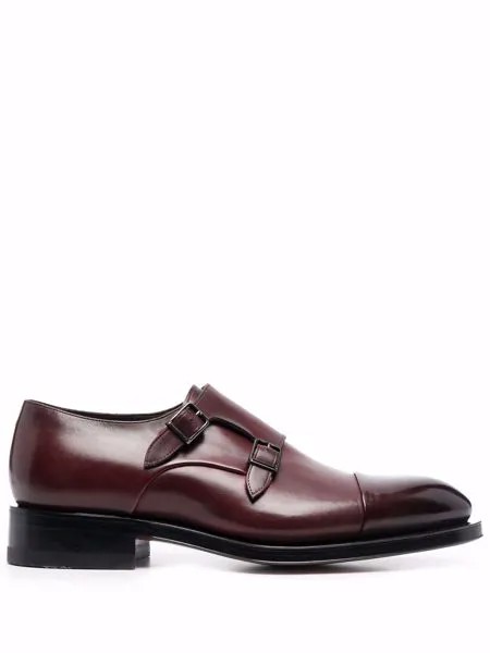 Santoni leather monk shoes