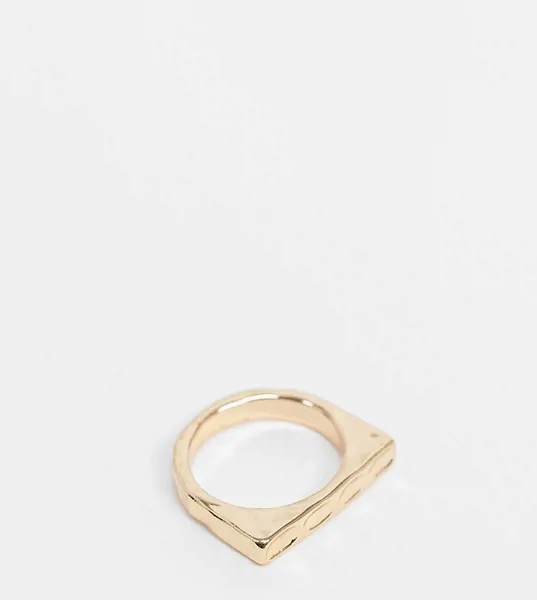 Эксклюзивное квадратное кольцо с кованным эффектом Vero Moda-Золотистый