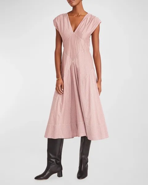 Полосатое платье миди Skane с короткими рукавами Merlette, цвет Mulberry Multi Stripe