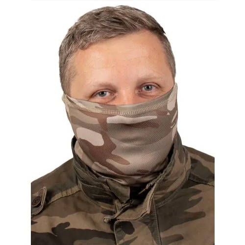 Шарф Kamukamu, без швов, размер one size, белый, коричневый