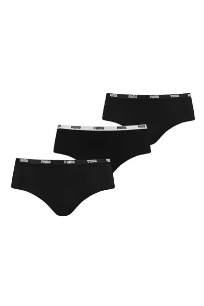 Бикини Hipster с логотипом - 3 пары Puma, черный