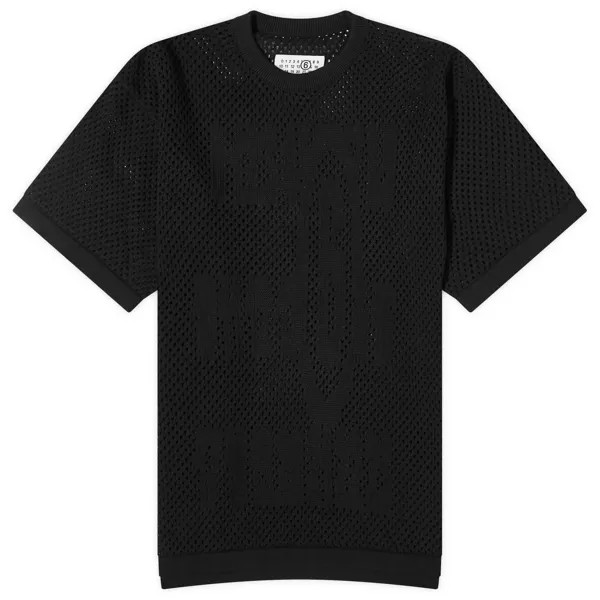 Футболка Mm6 Maison Margiela Mesh Stretched Number T-Shirt, черный