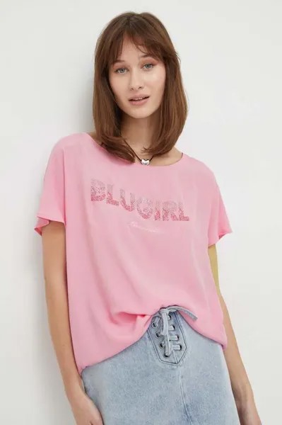 Рубашка с добавлением шелка Blugirl Blumarine, розовый