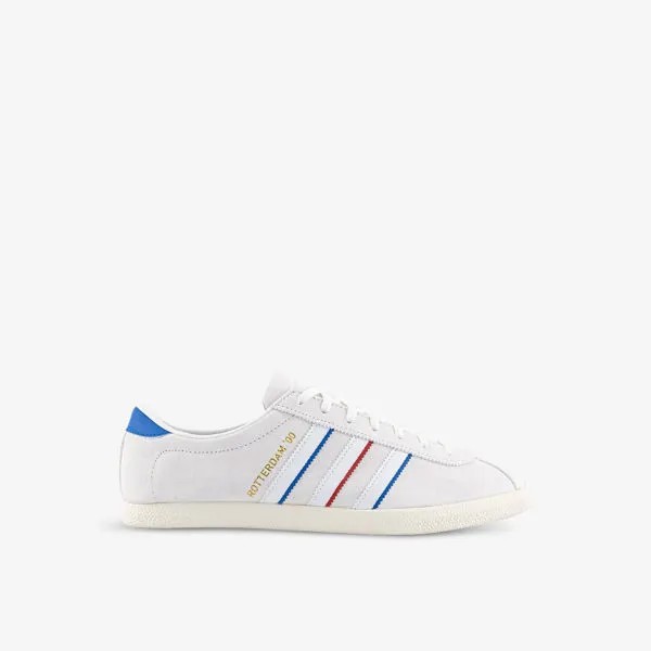 Низкие замшевые кеды с фирменной вышивкой Rotterdam 00 Adidas, белый