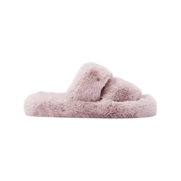 Тапочки Oysho Synthetic Fur Double Strap, лиловый