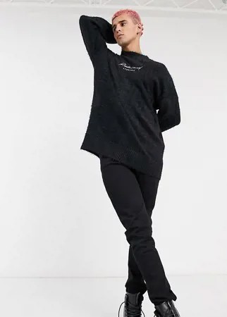 Черный пушистый джемпер с логотипом Reclaimed Vintage-Черный цвет