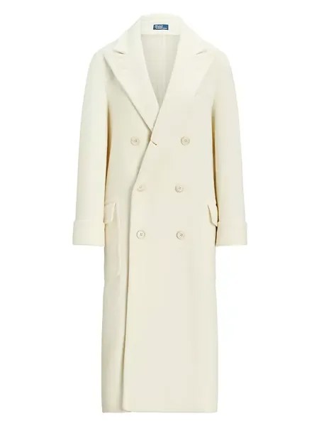 Двубортное пальто из смесовой шерсти Polo Ralph Lauren, цвет cream