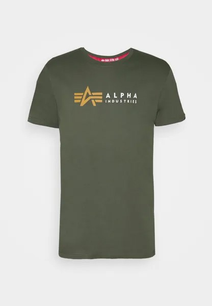 Футболка с принтом Alpha Industries, оливковый