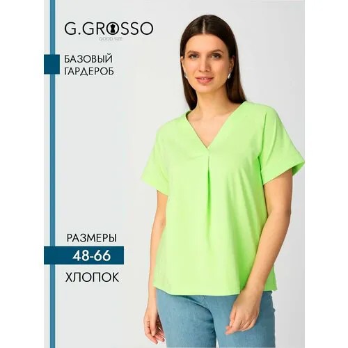 Блуза , повседневный стиль, короткий рукав, размер 48/50, зеленый