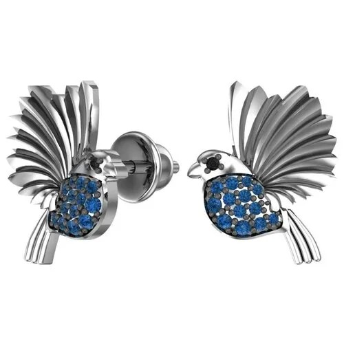 Серебряные серьги Птички с фианитами 6001446-03765
