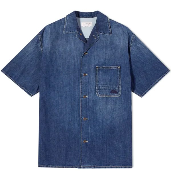 Рубашка Alexander Mcqueen Hawaiian Denim Shirt, цвет Blue Washed