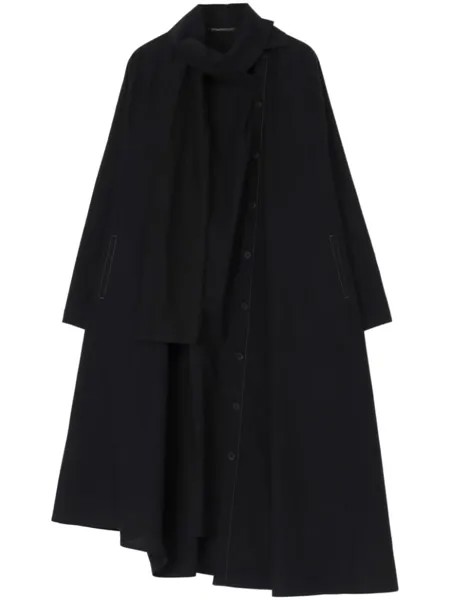 Yohji Yamamoto платье миди асимметричного кроя с драпировкой, черный