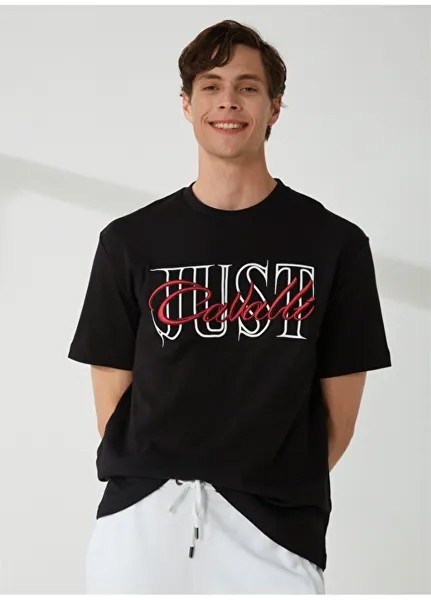 Черная мужская футболка с круглым вырезом Just Cavalli