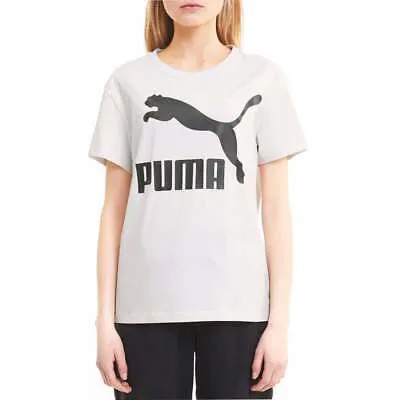 Футболка Puma Classics Logo с круглым вырезом и короткими рукавами, женские повседневные топы размера XS 59