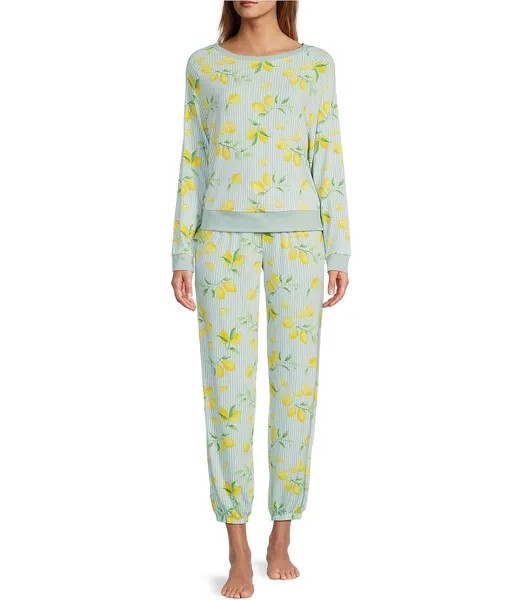 Honeydew Intimates Вязаный топ в полоску с принтом Tealeaf Lemon Star Seeker Lounge и пижамный комплект Jogger, мультиколор