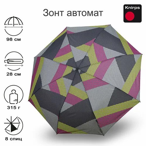Зонт Knirps, серый, зеленый, черный, бордовый