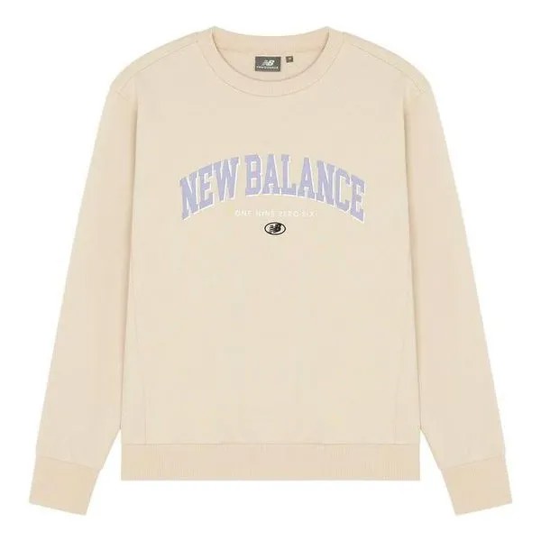 Толстовка New Balance Logo Printing Round Neck Pullover Couple Style Creamy White, белый