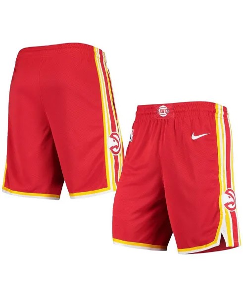 Мужские красные, золотые шорты atlanta hawks 2020/21 association edition performance swingman Nike, мульти