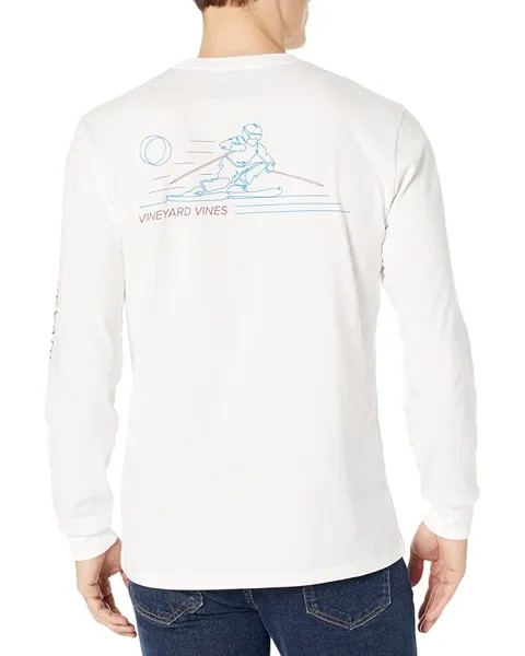Футболка Vineyard Vines Downhill Skiier Long Sleeve Pocket Tee, цвет White Cap