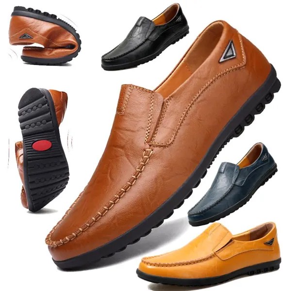 Мужская повседневная обувь Кожа Мягкие лоферы Мода Плоская Удобная езда Большой размер 38-47 Плоская обувь