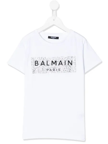 Balmain Kids футболка с декорированным логотипом