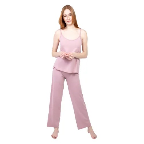 Пижама женская (майка, брюки) цвет пудра, размер 54