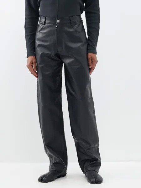 Кожаные брюки MM6 Maison Margiela, черный