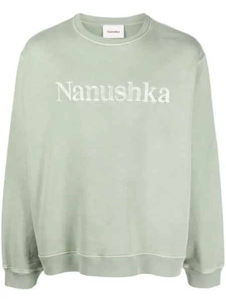 Nanushka толстовка с вышитым логотипом, зеленый