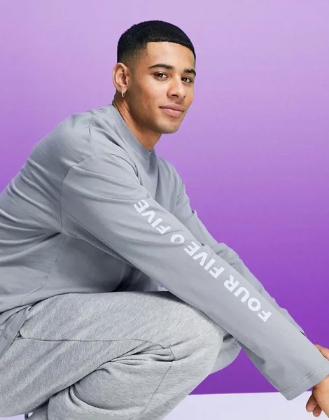 Oversized-лонгслив с принтом ASOS 4505-Серый