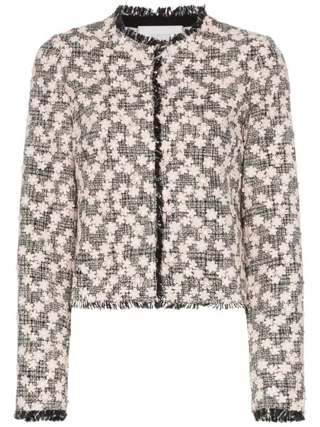 Giambattista Valli твидовый пиджак с цветочной вышивкой