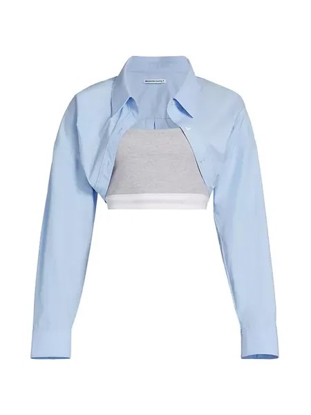 Болеро с заправленной рубашкой и комбинированный эластичный топ с логотипом Alexanderwang.T, синий