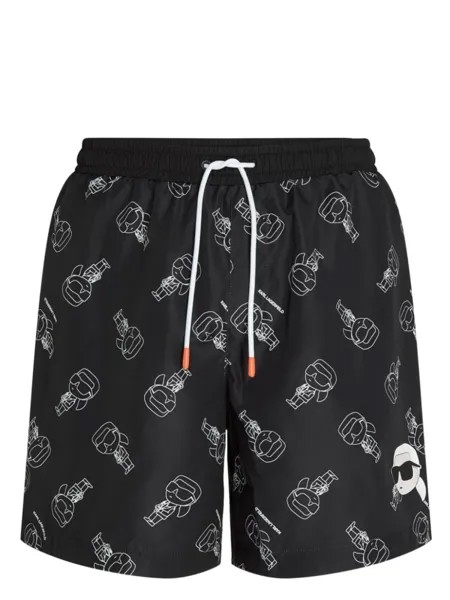 Karl Lagerfeld плавки-шорты Ikonik с логотипом, черный