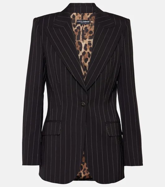 Шерстяной пиджак в тонкую полоску Dolce&Gabbana, черный