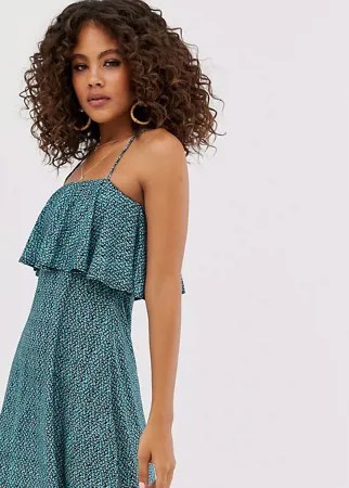Сарафан с пестрым принтом в цветочек и оборками ASOS DESIGN Tall-Мульти