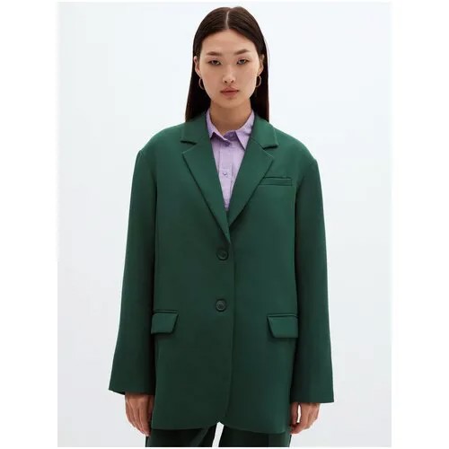 Пиджак Zarina, удлиненный, оверсайз, размер XL, зеленый