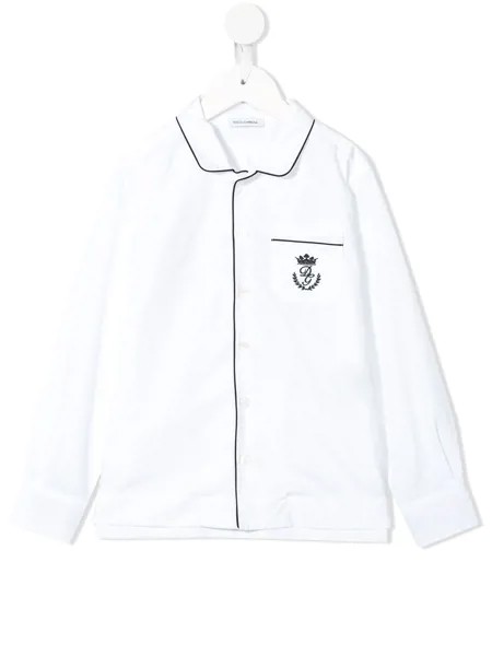 Dolce & Gabbana Kids рубашка с длинными рукавами и контрастной окантовкой