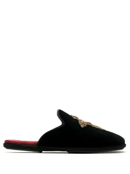 Dolce & Gabbana слиперы с вышивкой, черный