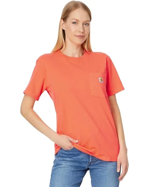 Футболка Carhartt WK87 Workwear Pocket Short Sleeve, цвет Coral Glow