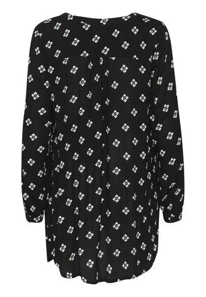 Туника Amber V-Neck Kaffe, черная с мелким цветочным принтом