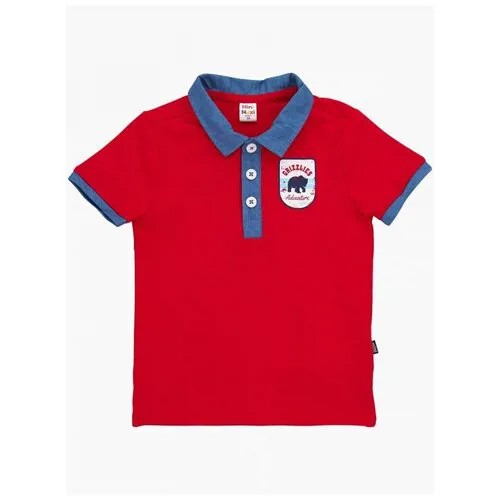 Поло Mini Maxi, хлопок, размер 110, красный