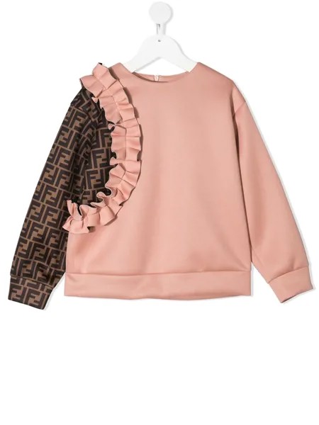 Fendi Kids толстовка с оборками и логотипом