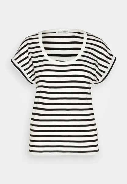 Футболка Marc O'polo Short Sleeve Deep Round Neck, белый, черный