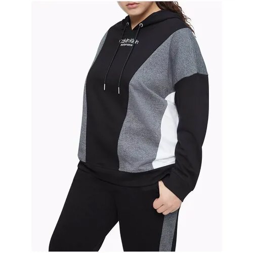 Худи Calvin Klein 2X черное с серо-белыми вставками Plus Size