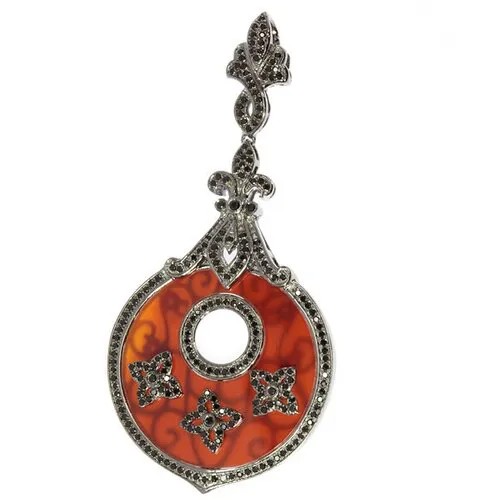 Подвеска ELEMENT47, серебро, 925 проба, агат, фианит