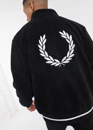 Черная куртка с искусственным мехом и логотипом на спине Fred Perry-Черный цвет