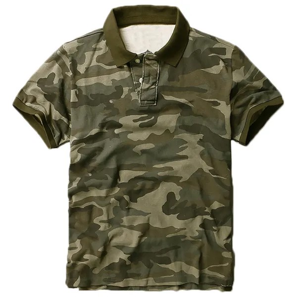Европейская летняя мужская рубашка-поло с коротким рукавом, камуфляжная рубашка для мужчин, свободные топы в армейском стиле, футболки для ...